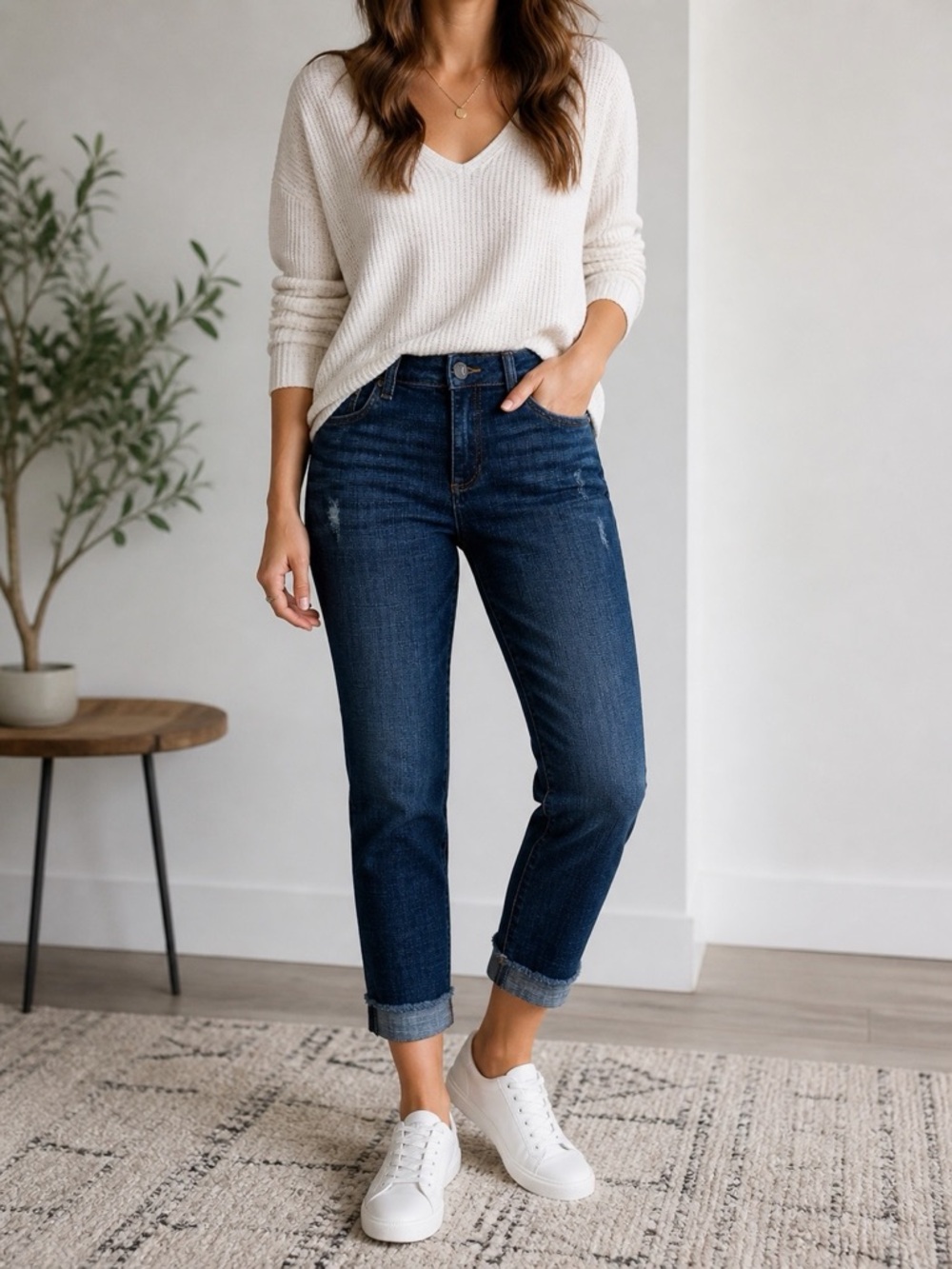 Kut From The Kloth Amy Crop Straight Leg Jeans Dark Wash Raw Hem Size 6